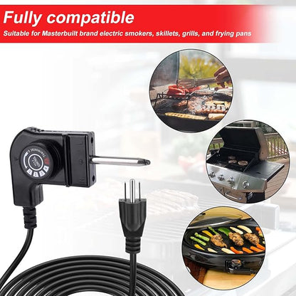 Adjustable Thermostat Probe Cord for Electric Skillet, 15A 125V Electric Griddle Power Cord with Precise Temperature Control Compatible with Masterbuilt Smokers & Griddles