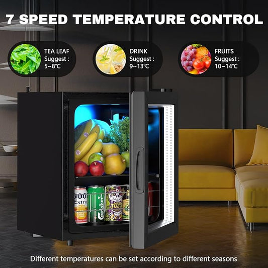 Wine Cooler Refrigerator Beverage Refrigerator 75 Can, Small Mini Fridge Freestanding Beverage Cooler with Adjustable Shelving Glass Door for Beer Soda or Wine Perfect Office Home or Bar Black