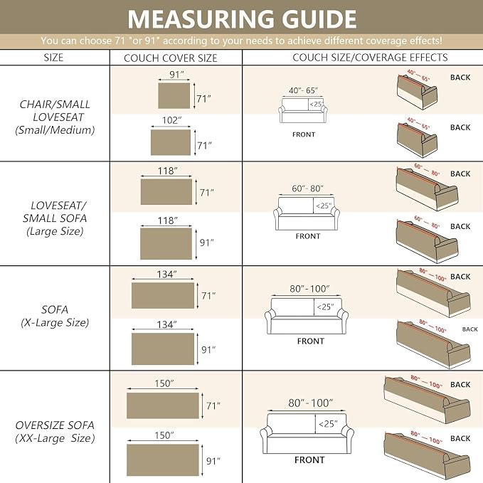 MYSKY HOME Oversized Couch Cover Sofa Covers Couch Covers for 3 Cushion Couch Sofa Pet Friendly L Shaped Couch Cover Sectional Couch Covers Non Slip Furniture Protector for Kids, 91"x150", Chocolate