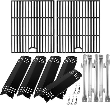 BQMAX Grill Parts for Nexgrill 5 Burner Gas Grill 720-0888 720-0888A 720-0888N, Cooking Grate, Heat Plates Shield and Burner for Nexgrill 5 Burner Replacement Parts for 720-0888 Nexgrills Part