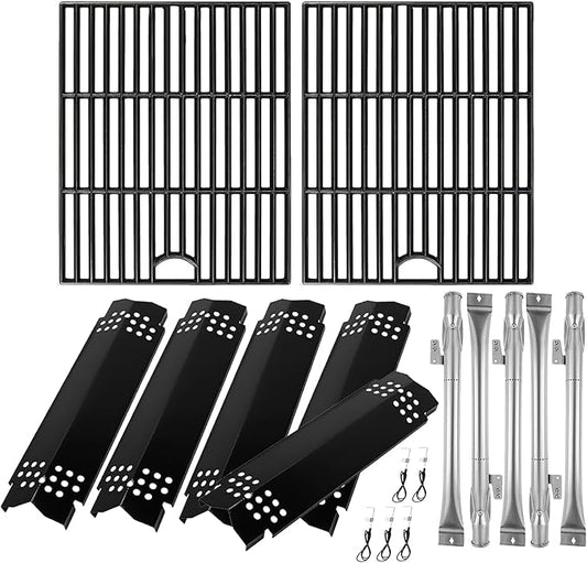 BQMAX Grill Parts for Nexgrill 5 Burner Gas Grill 720-0888 720-0888A 720-0888N, Cooking Grate, Heat Plates Shield and Burner for Nexgrill 5 Burner Replacement Parts for 720-0888 Nexgrills Part