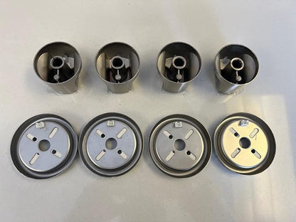 Mont Alpi Outdoor Kitchen Stainless Steel Replacement BBQ Grill Control Knobs and Color Changing Blue and Red LED Light Bezel 4-Pack - 4X 8A07021013-4X 8A37000595 - Fits All Mont Alpi Grills