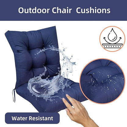Outdoor Wicker Chair Cushions Set of 2 Printed Flower Patio Chair Cushion with Back and Ties,Outdoor Dining Chair Pads Waterproof 41.7"*20.8"*3.9" Green Printing
