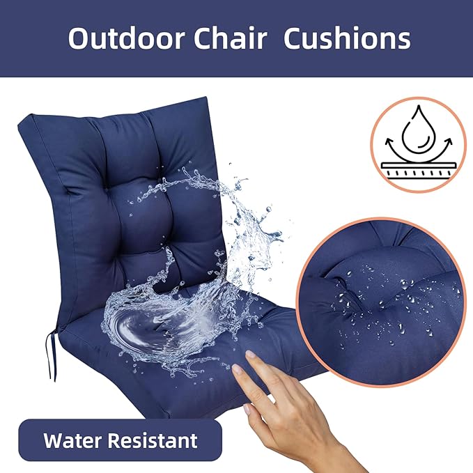 Floral Outdoor Chair Cushions Set of 2 Waterproof Thick Tufted Replacement Chair Seat Cushion for Porch Backyard Patio Wicker Chair Garden,Flower 41.7"*20.8"*3.9"