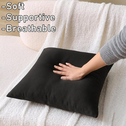 Outdoor Throw Pillows with Inserts, Waterproof Pillows for Outdoor Seating, Square Decorative Garden Cushion for Patio Furniture, Bed, Couch, Sofa(Black, 18" x 18" (Pack of 2))