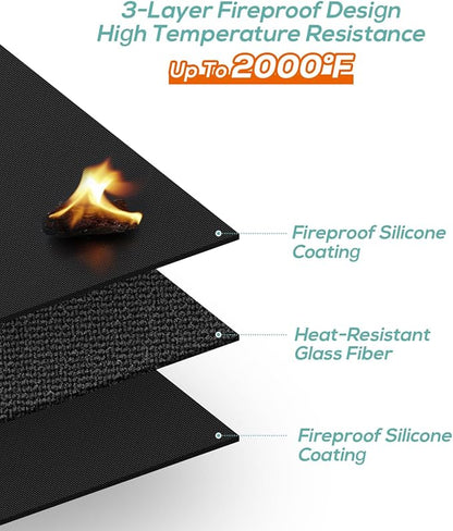 30 x 48inch Grill Mat for Outdoor Grill,Double-Sided Fireproof Grill Pad,Perfect for Outdoor Barbecue Spots,Fireproof, Waterproof, and Oilproof BBQ Protector for Decks and Patios