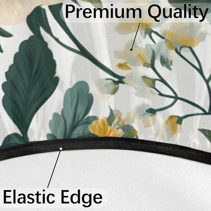 Retro Flowers Outdoor Round Fitted Tablecloth with Umbrella Hole and Zipper, 36"-44" Elastic Patio Table Cloth Oil-Proof Waterproof Patio Table Cover for Picnic Party Camping
