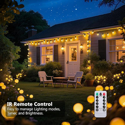 Outdoor String Lights Plug in, 25ft 20 LED Bulbs Hanging Patio Lights Dimmable with Timer & Remote, Globe Bulb Shatterproof & Waterproof for Outdoor Indoor Backyard Balcony Decor - Warm White
