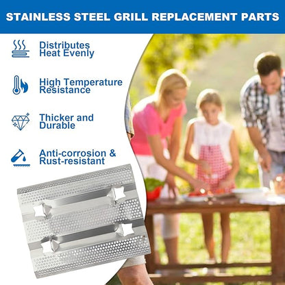 SafBbcue Heat Plates for Fire Magic Grill, Heat Plates Flame Tamer for Fire Magic 14-S1S1N-A, 24-S1S1N-62, 34-S1S1N-A, 34-S2S1N-A, Regal I, 3 Pack Stainless Steel Replacement Part