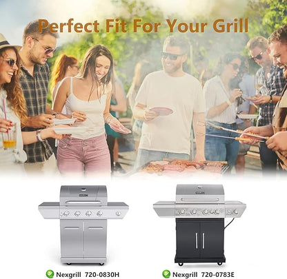 Grill Replacement Parts for Nexgrill 720-0830H, 4 Pack Grill Burners and Heat Plates Shield for Home Depot Nexgrill 4 Burner 720-0830H Gas Grills
