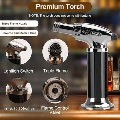 23Pcs Whiskey Smoker Kit with Torch & 6 Wood Chip Flavors,2 Whiskey Glasses, Bourbon,Cocktail Smoker Infuser Kit, Old Fashioned Drink Smoker Kit, Whiskey Valentine's Day Gift for Men, Husband, Him