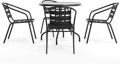 Flash Furniture 31.5 in Aluminum Round Table, Black | Durable Construction, Commercial Use