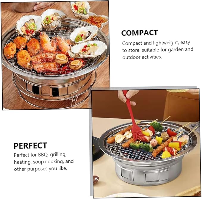 Totority Stainless Steel Korean Barbecue Oven Portable Grill Charcoal Grill Stove Outdoor Mini Bbq Stove