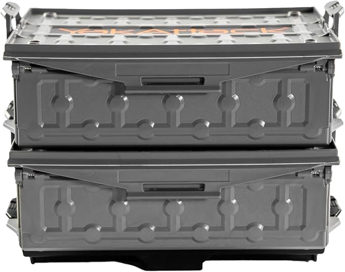 YakAttack TracPak Combo Kit – Battleship Grey | 2 Stackable Storage Boxes + Quick Release Track Base | Fits MightyMount, GearTrac & Kayak Tracks | Space-Saving Fishing Storage | Compact Kayaking Box