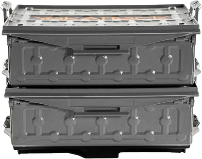 YakAttack TracPak Combo Kit – Battleship Grey | 2 Stackable Storage Boxes + Quick Release Track Base | Fits MightyMount, GearTrac & Kayak Tracks | Space-Saving Fishing Storage | Compact Kayaking Box