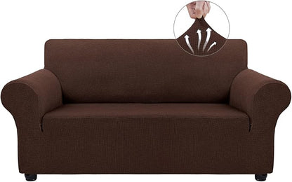 Asnomy Stretch Couch Covers Washable, loveseat Cover Slipcovers,Chocolate | 1-Piece Sofa Cover(55"-78") loveseat cover Furniture Protector Soft Jacquard,Non-Slip Elastic Bottom for Dogs & Kids