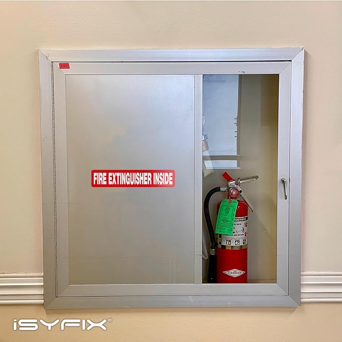 iSYFIX Fire Extinguisher Inside Sticker Sign – 5 Pack 12x2.5 Inch – Self-Adhesive Vinyl Decals, Laminated for UV, Weather, Scratch, Fade Resistance, for Cars, Trucks, Trailers, Rv's and Vehicles