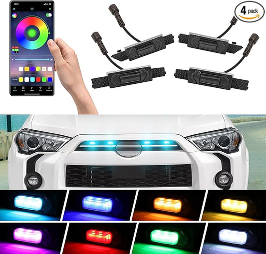 RGB Led Raptor Grill Lights for 2021 2022 2023 2024 Toyota 4Runner | upgraded oem original grill,Sr5 Limited Trd-Sport Off-Road Premium 4Runner