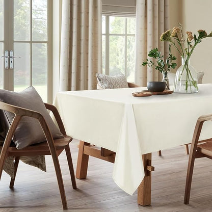 DWCN Rectangle Tablecloth - 70 x 90 Inch - Waterproof Stain and Wrinkle Resistant Washable Table Cloth, Decorative Fabric Table Cover for Kitchen Dining Room Party and Outdoor Use, Ivory