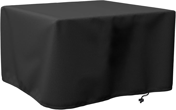 LBTING Fire Pit Cover, 32 inch Cover for 28-32 inch Square Firepit, Waterproof Windproof Dustproof UV-Resistant Heavy Duty Cover for Outdoor Patio Firepit Table - Black