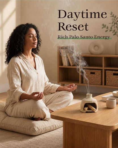 Palo Santo Holder Chimney with Tweezers & Wire Mesh for Sage Burning | Heat-Resistant Ceramic Palo Santo Burner Kit Include Wire Mesh and Tweezers For Mindful Rituals & Relaxation