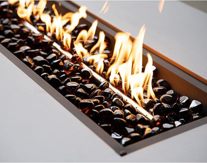 onlyfire 10-Pounds Fire Glass Diamonds for Propane Fire Pit, 1 Inch Reflective Firepit Glass Rocks Stones for Gas Fireplace and Fire Pit Table, Amber