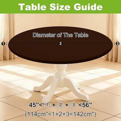 Smiry Round Spandex Tablecloth, Elastic Fitted Washable Tablecloths for 45"-56" Tables, Waterpoof Stretch Picnic Table Cover for Dining, Indoor and Outdoor, Coffee