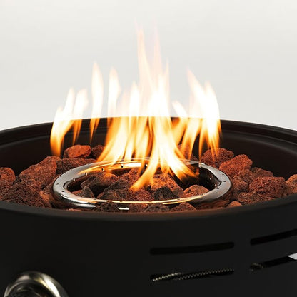 KEIKI 15 Inch Portable Propane Fire Pit, 40000 BTU Compact Outdoor Gas Stove with Travel Lid and Lava Rocks for Camping RV Tailgating