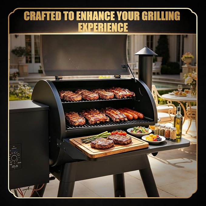 QuliMetal for Traeger Grills BAC362 Folding Front Shelf– Steel Grill Accessory for Pro 22, Pro 575, Ironwood 650, Century 22 Pellet Grills, Ideal for Food Prep and Storage, 25'' X 12''