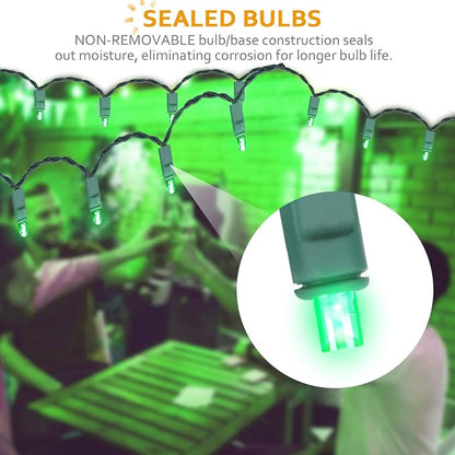 100 Counts Green LED Christmas Lights – 50ft 5mm Green Halloween Lights Outdoor Commercial Grade Waterproof, Indoor Christmas Tree Decorations, Green Wire Mini Green String Lights, UL, IP:65