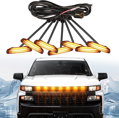 LED Front Grille Lights for 2019 Silverado 1500 Accessories 2020 2021 Grill Lights for Custom Trail Boss WT (Amber,7PCS)