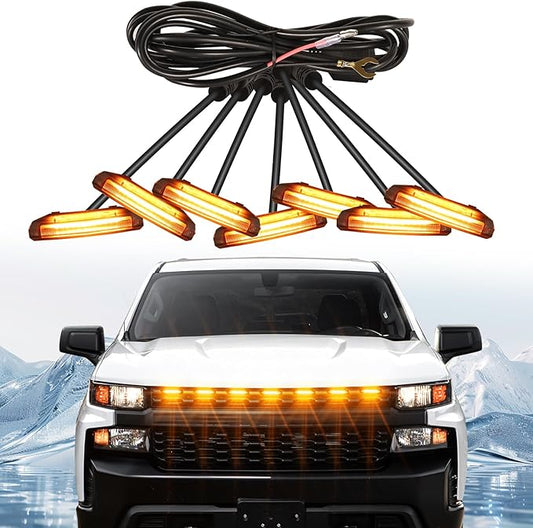 LED Front Grille Lights for 2019 Silverado 1500 Accessories 2020 2021 Grill Lights for Custom Trail Boss WT (Amber,7PCS)