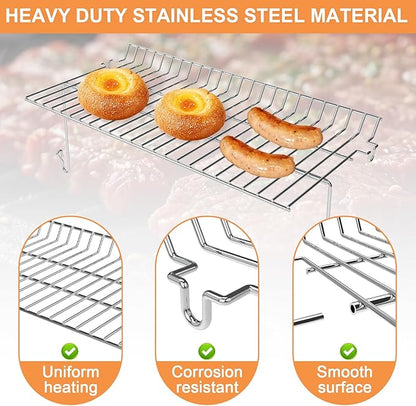 Grill Warming Rack for CharGriller 5050 Replacement Parts, Accessories for Char Griller Top Rack 5050 3001 3008 5650 Cooling Rack, Grill Warmer for Char Griller Grill Replacement Parts,Stainless Steel