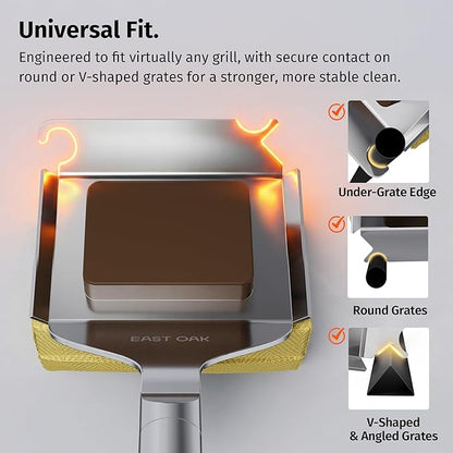 East Oak Grill Brush Bristle Free,BBQ Replaceable Cleaning Head, Unique Seamless-Fit Scraper Tool
