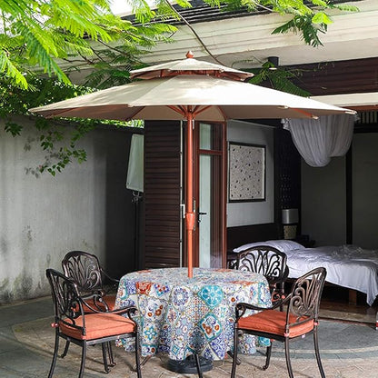 EHouseHome Outdoor and Indoor 60inch Round Tablecloth with Umbrella Hole and Zipper, Waterproof Zippered Patio Cloths, Spring/Summer Table Covers for Backyard Circular Table/BBQs/Picnic