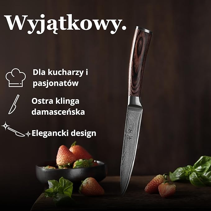 Wakoli EDIB Damascus Utility Knife – 4.9-Inch Kitchen Knife for Everyday Use, 67-Layer Damascus Steel Blade with VG10 Core, Ergonomic Pakkawood Handle – Professional Cooking Knife in Premium Gift Box