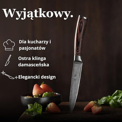 Wakoli EDIB Damascus Utility Knife – 4.9-Inch Kitchen Knife for Everyday Use, 67-Layer Damascus Steel Blade with VG10 Core, Ergonomic Pakkawood Handle – Professional Cooking Knife in Premium Gift Box