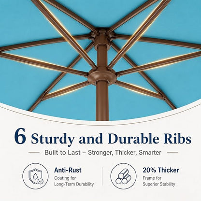 7.5ft Patio Umbrella, Outdoor Table Market Umbrella with Smooth Crank Lift, 6 Windproof Fiberglass Ribs, UPF50+ UV Protection for Deck, Pool, Garden and Backyard