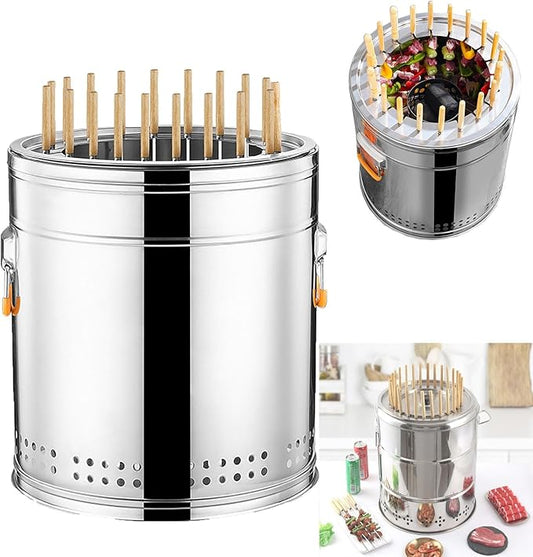 Stainless Steel Charcoal Smoker Grill,Portable Outdoor Smokers with Even Heat Distribution, with Heat-Resistant Handle, Small Charcoal Smoker for Grilling Meat Veggies(Single,Medium)