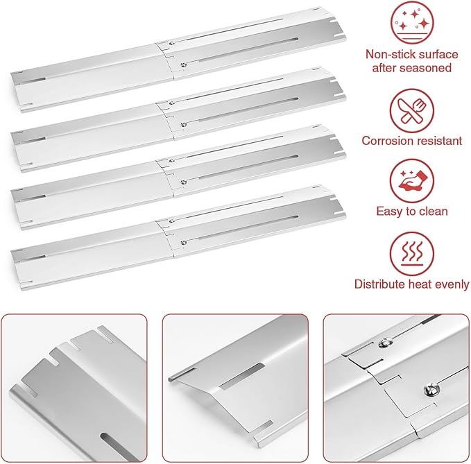 Adjustable Tent Shield Stainless Steel Grill Replacement Parts, Heat Plates Extend from 11.7" to 21" for Expert Grill Parts Burner Covers, Universal Heat Tent Kits for Charbroil Brinkmann Nexgrill