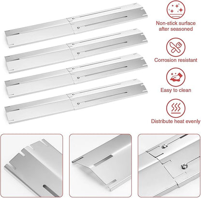 Adjustable Tent Shield Stainless Steel Grill Replacement Parts, Heat Plates Extend from 11.7" to 21" for Expert Grill Parts Burner Covers, Universal Heat Tent Kits for Charbroil Brinkmann Nexgrill