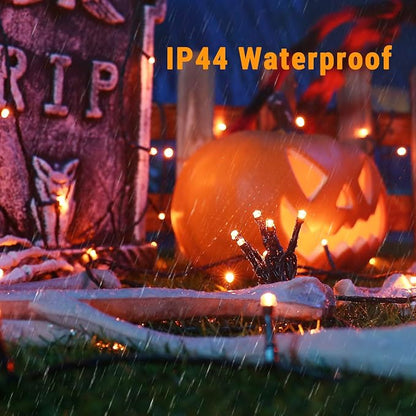 Brizled Outdoor Halloween Lights Indoor Orange Halloween LED Light String | 240 LED 95.14ft; 8 Mode; Connectable; Timer; Waterproof; Plugin Mini Halloween Light for Outside Spooky Porch Yard Tree Party