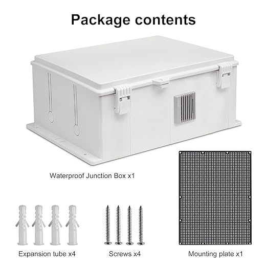 Namunanee Outdoor Electrical Junction Box, ABS Water Resistant Enclosure with Internal Mounting Panel & Hinged Cover, 9.2" H* 7" L* 4.6" W