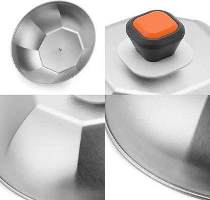 ZBXFCSH Stainless Steel 9" Griddle Melting Cheese Dome Wok Lids- Commercial Grade Basting and Steaming Cover- Best fit for Blackstone Flat Top Grills, 0.6mm Thickness-2 Domes
