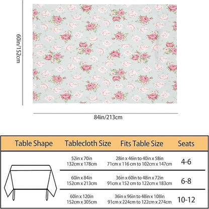 TKS MITLAN Pink Rose Tablecloth Decor Chic Flowers Romantic Vintage Style Spring Table Cloth Dining Room Kitchen Table Cover 60" X 84" Oblong/Rectangle