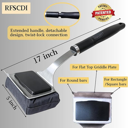 Grill Brush for Outdoor Grill Bristle Free - Reinforced Grill Cleaner Scraper BBQ Brush - Replaceable Head Barbecue Grill Cleaning Brush - Safe BBQ Accessories Grill Tools (Black)