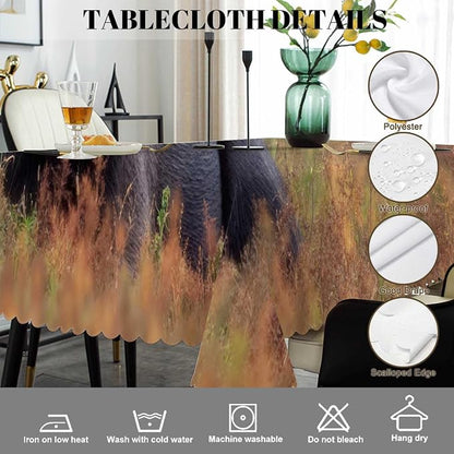 Swono Moose Tablecloth Wild Animal Moose Rest Grass Forest Decorative Table Cover Tabletop Table Cloth for Kitchen, Party Banquet and Holiday Tablecloth, 52x70 Inch(4-6 Seats)