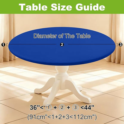 Smiry Round Spandex Tablecloth, Elastic Fitted Washable Tablecloths for 36"-44" Tables, Waterpoof Stretch Picnic Table Cover for Dining, Indoor and Outdoor, Blue