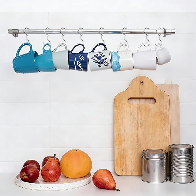 Heavy Duty S Hooks for Hanging with Lock, 4.72 Inch Metal Screw Hooks for Plants, Kitchen Utensils, Bags, Towels, and Outdoor Storage, Plant Hangers and Hanging Hooks (Silver, 30 pcs)