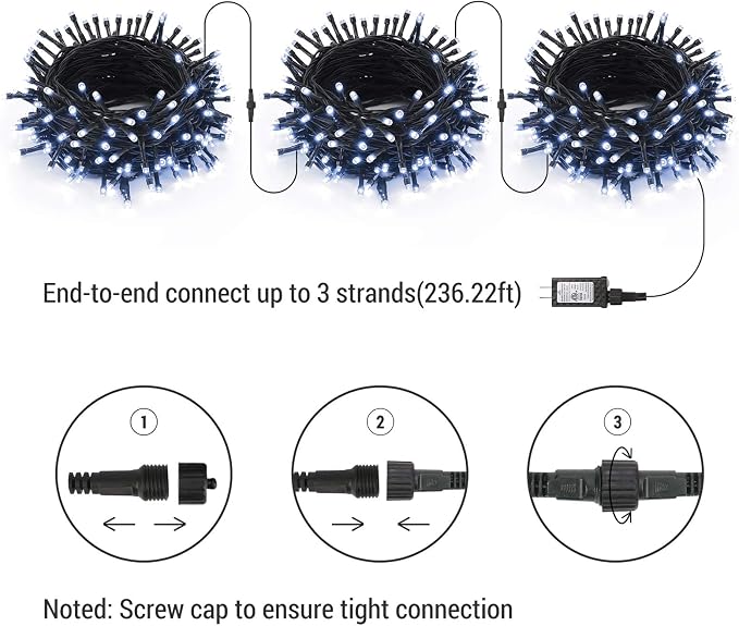 Brizled White Christmas Lights Outdoor, 78.74ft 240 LED Mini String Lights | Connectable; 8 Modes; Waterproof; Plugin Twinkle Fairy Lights Christmas Tree Light for Indoor Outside Xmas Garden Decor